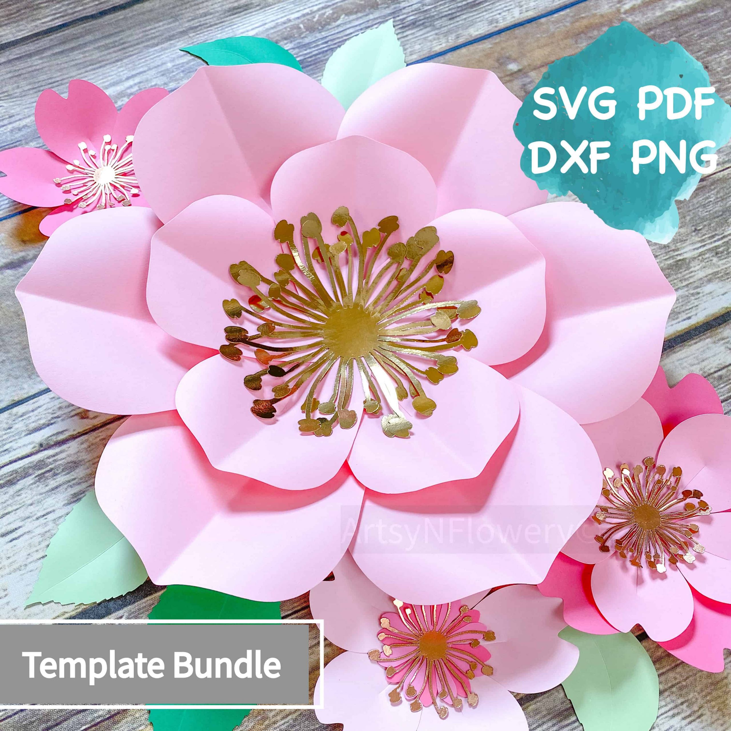 SVG Paper Flower Template, Svg Png Dxf Paper Flowers, Diy Backdrop