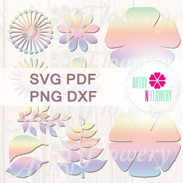 Paper flower template bundle SVG PDF